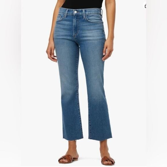Joes Jeans Hi Honey Hi Rise Curvy Cropped Boot Blue Denim Jeans Size 32 Raw Hem - Picture 1 of 11